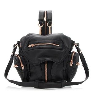 Black leather Alexander Wang Marti bag with rose gold hardware!